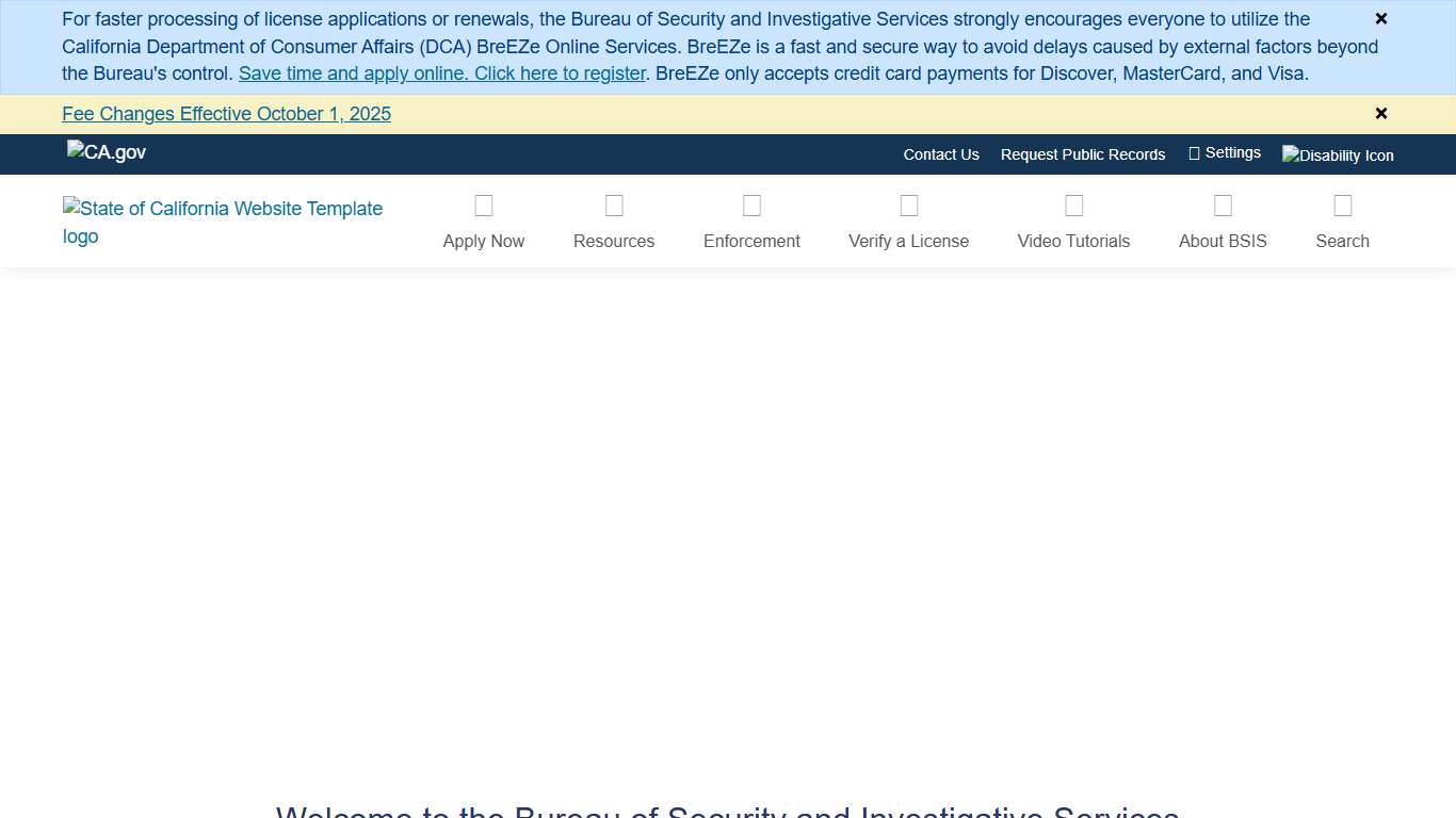 Welcome to the Bureau of Security and Investigative Services